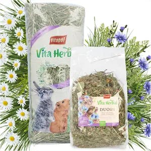 Vita Herbal Duo Snack dla szynszyli i koszatniczki - łąka ziołowa 500g plus siano 800g